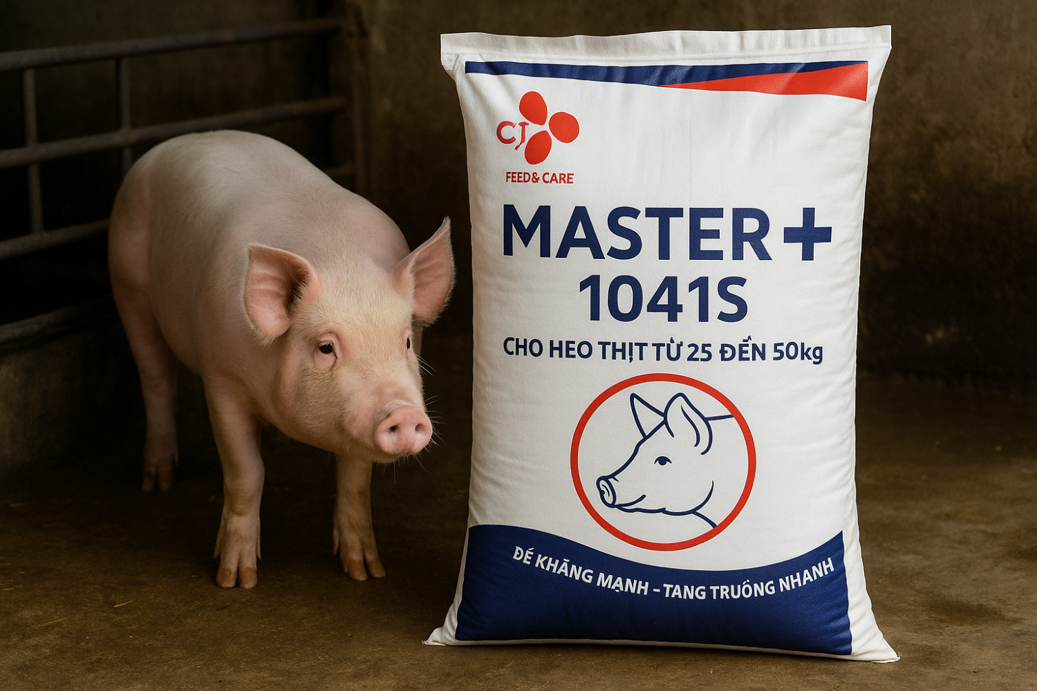 THỨC ĂN HỖN HỢP DẠNG VIÊN MASTER PLUS 1041S – TỐI ƯU TĂNG TRỌNG CHO HEO THỊT 25–50KG