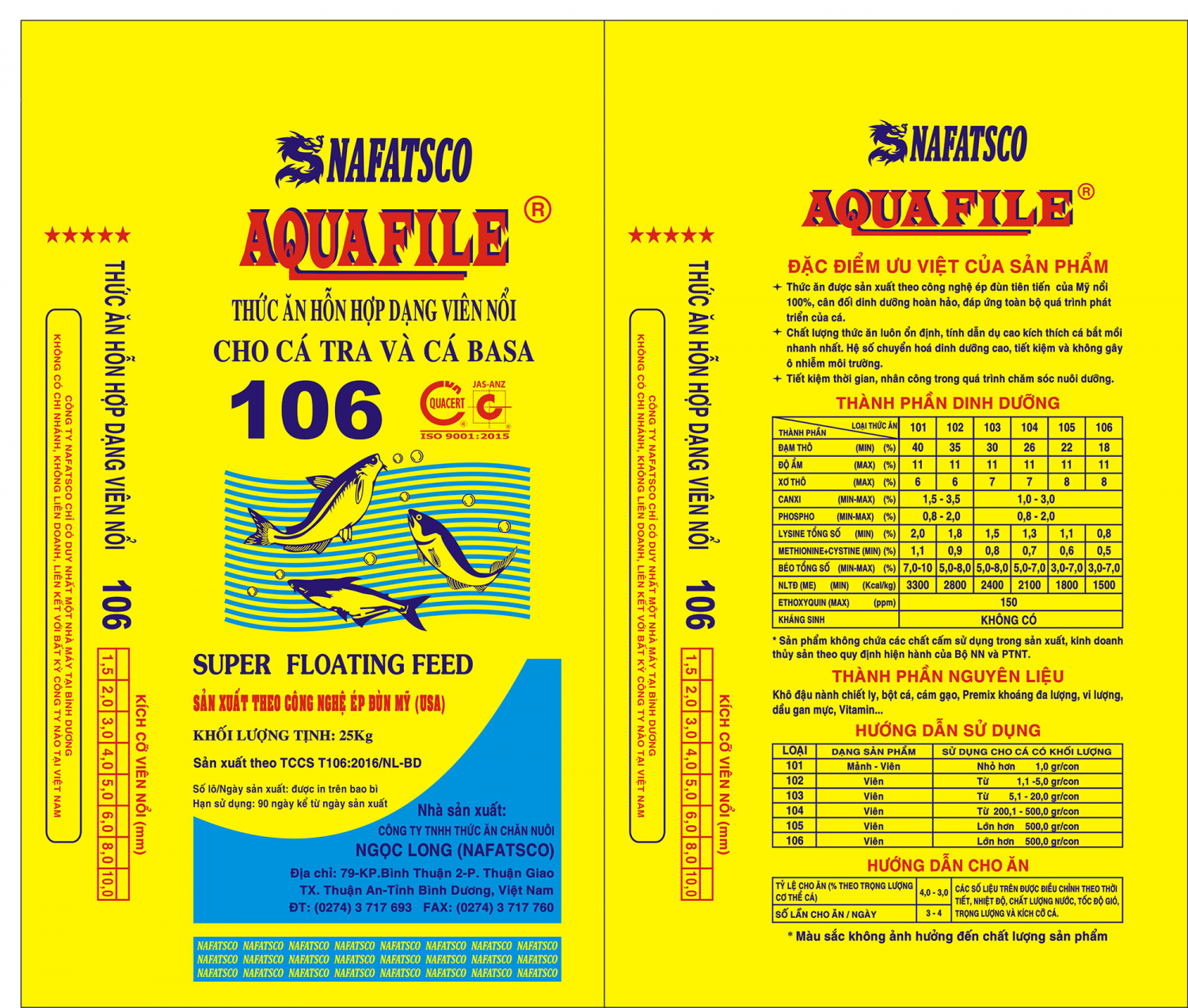 Thức ăn nổi AQUAFILE 106 viên 5mm cho cá tra, cá basa thương phẩm Giải pháp tối ưu cho giai đoạn cá lớn trên 500g/con