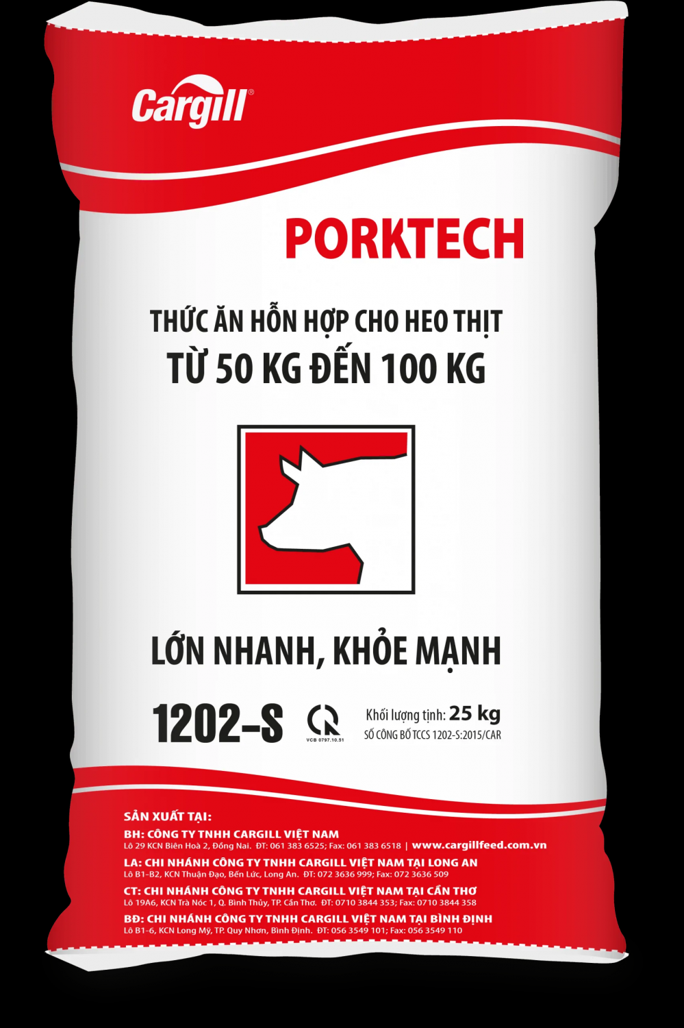 THỨC ĂN HỖN HỢP CHO HEO THỊT PORKTECH 1202-S – GIÚP HEO LỚN NHANH, KHỎE MẠNH GIAI ĐOẠN VỀ CHUỒNG