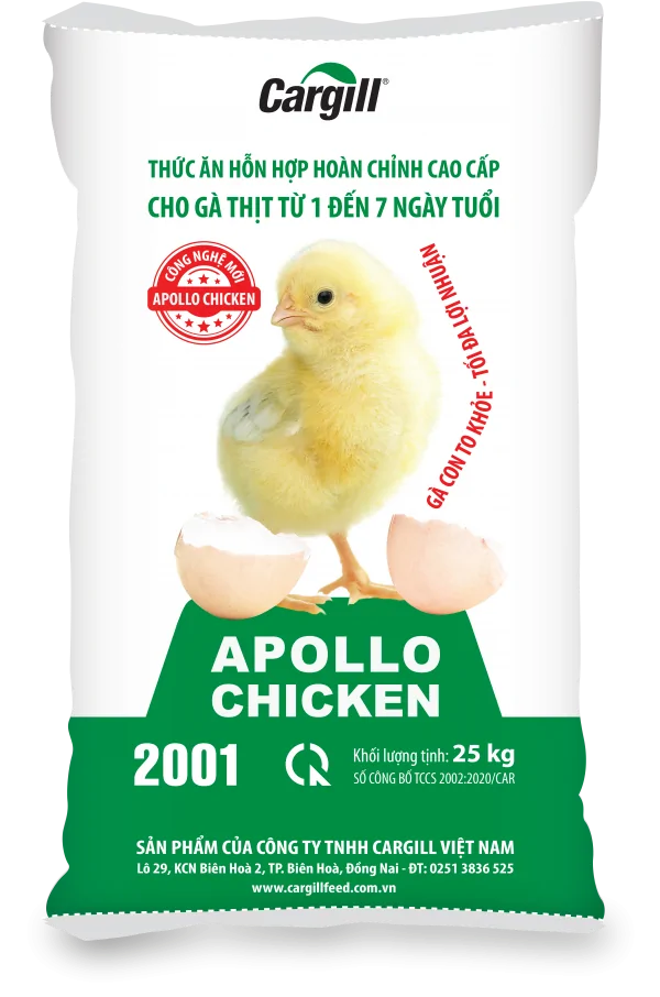 Thức ăn hỗn hợp hoàn chỉnh cao cấp cho gà thịt từ 1–7 ngày tuổi APOLLO CHICKEN 2001