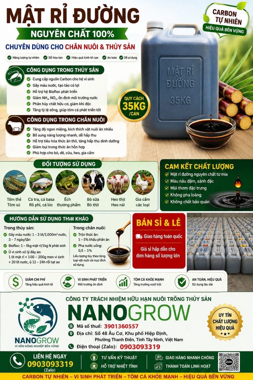 🌱 MẬT RỈ ĐƯỜNG NGUYÊN CHẤT – CHUYÊN DÙNG CHĂN NUÔI & THỦY SẢN 🌱 📦 Đóng can 35kg – Bán sỉ và lẻ toàn quốc